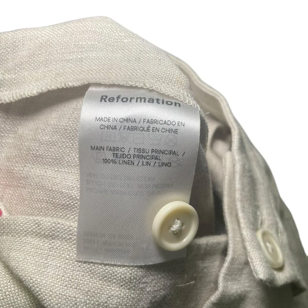 Reformation Olivia Linen Two Piece Set Size 12 NWT Oatmeal Crop Top & High Waist